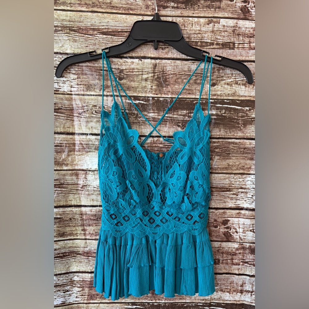 Free People Adella Cami Teal Size Medium